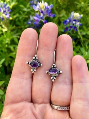 Sterling Silver Purple Drop Earrings 925 Jewelry
